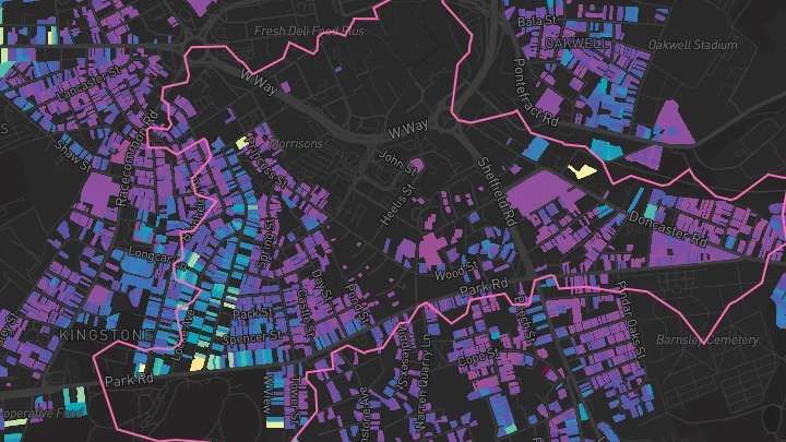 House price heatmap showing property values across Barnsley