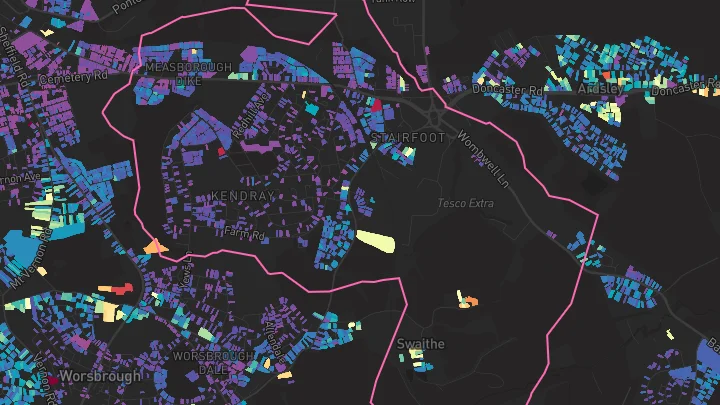 House price heatmap showing property values across Kendray