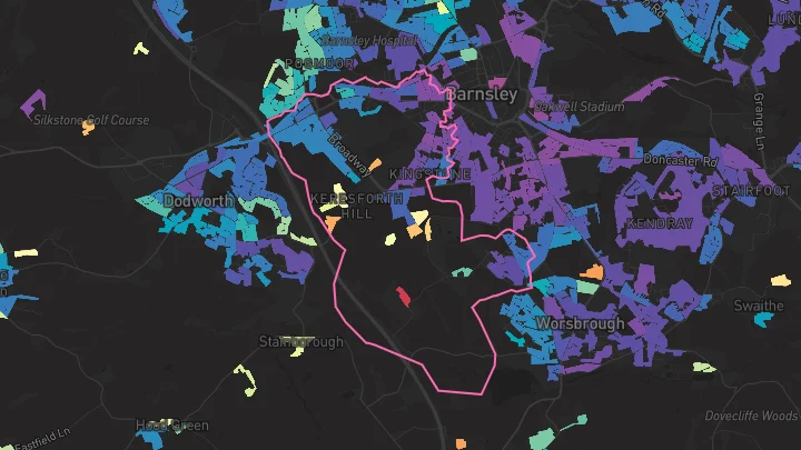 House price heatmap showing property values across Barnsley