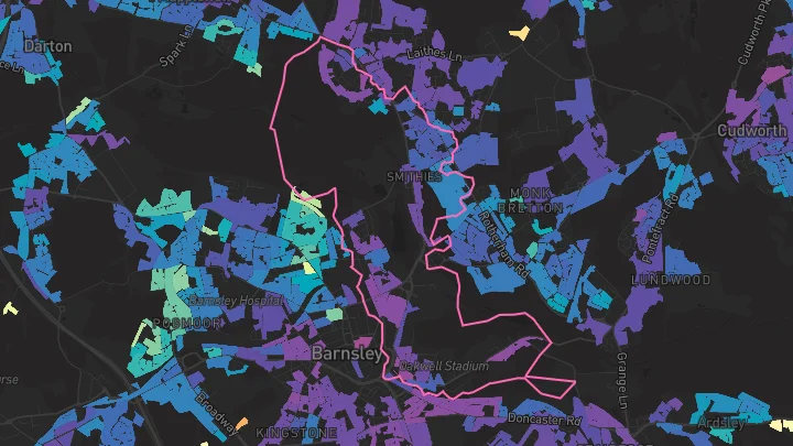 House price heatmap showing property values across Barnsley