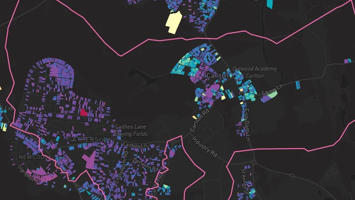 House price heatmap showing property values across Carlton