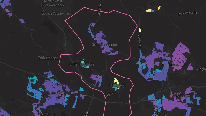 House price heatmap showing property values across Great Houghton