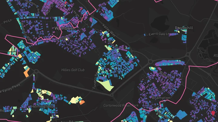 House price heatmap showing property values across Wombwell
