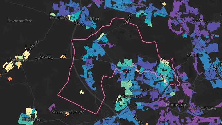 House price heatmap showing property values across Barugh Green