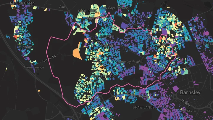 House price heatmap showing property values across Barnsley