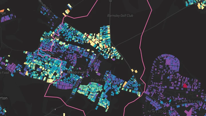 House price heatmap showing property values across Mapplewell