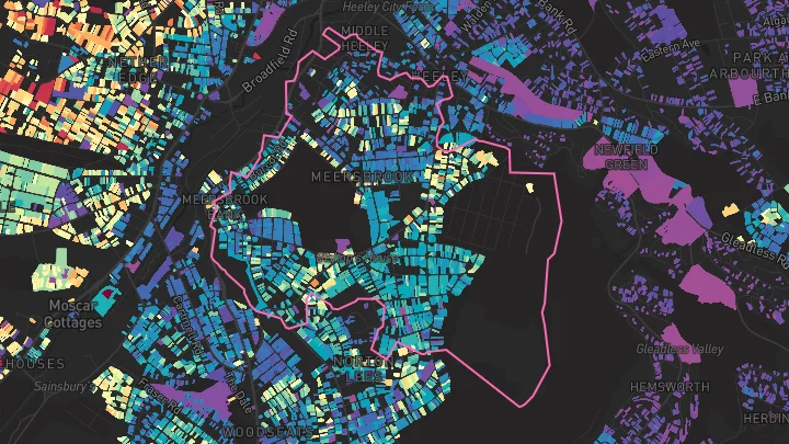 House price heatmap showing property values across Sheffield