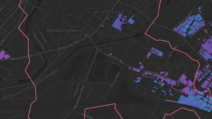House price heatmap showing property values across Sheffield