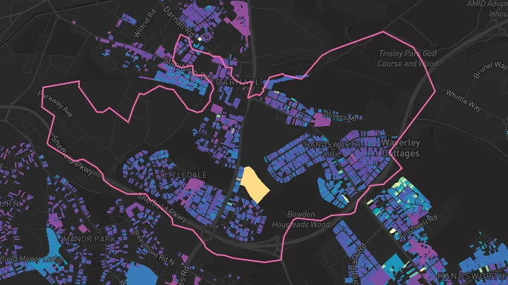 House price heatmap showing property values across Sheffield