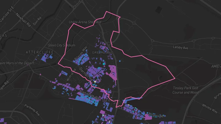 House price heatmap showing property values across Sheffield