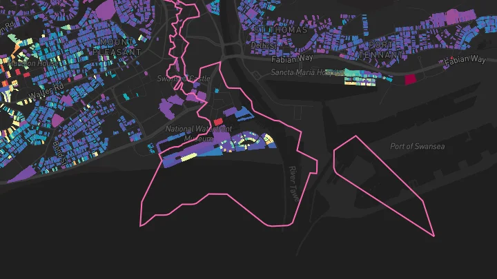 House price heatmap showing property values across Maritime Quarter