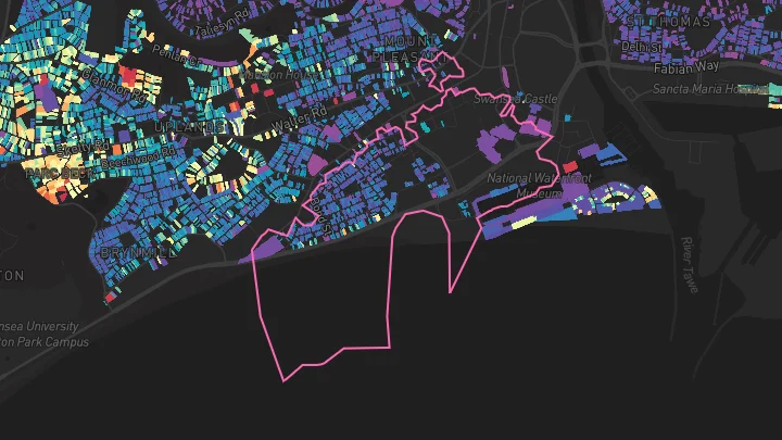 House price heatmap showing property values across Swansea
