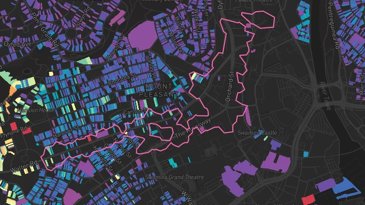 House price heatmap showing property values across Swansea