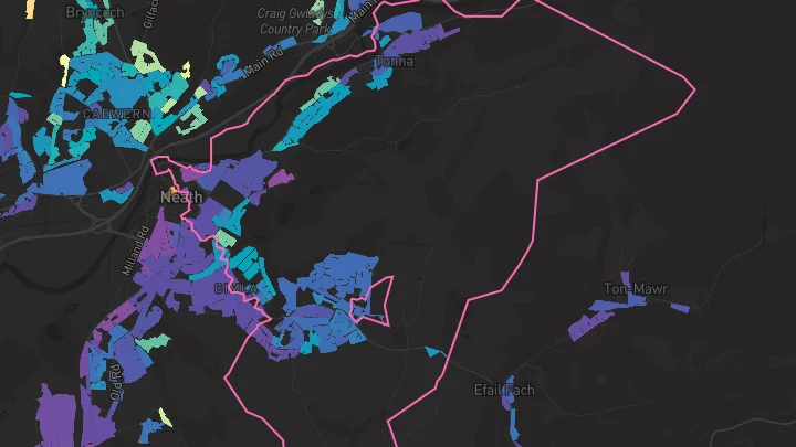 House price heatmap showing property values across Neath