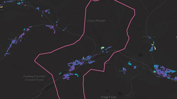 House price heatmap showing property values across Glynneath