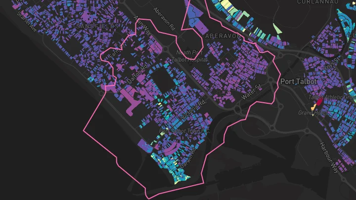 House price heatmap showing property values across Port Talbot