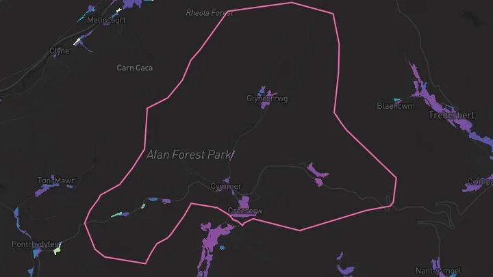 House price heatmap showing property values across Cymmer