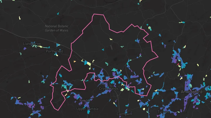 House price heatmap showing property values across Penygroes