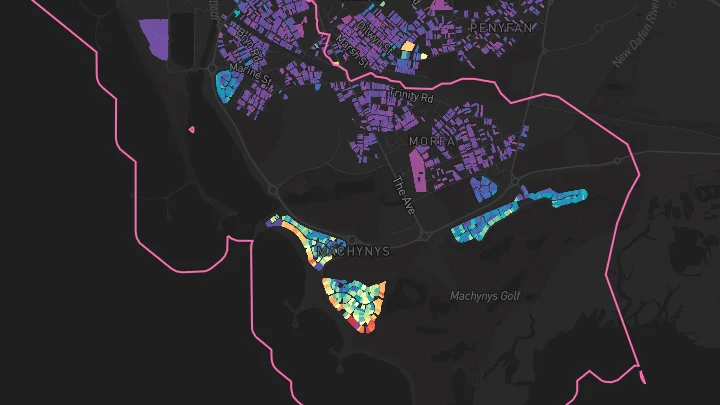 House price heatmap showing property values across Llanelli