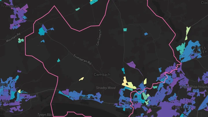 House price heatmap showing property values across Llanelli