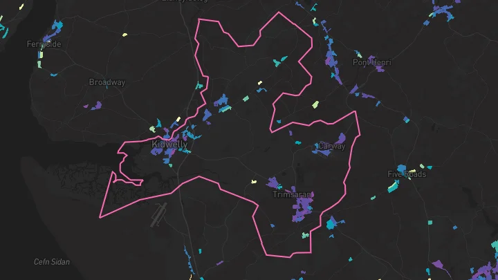 House price heatmap showing property values across Carway