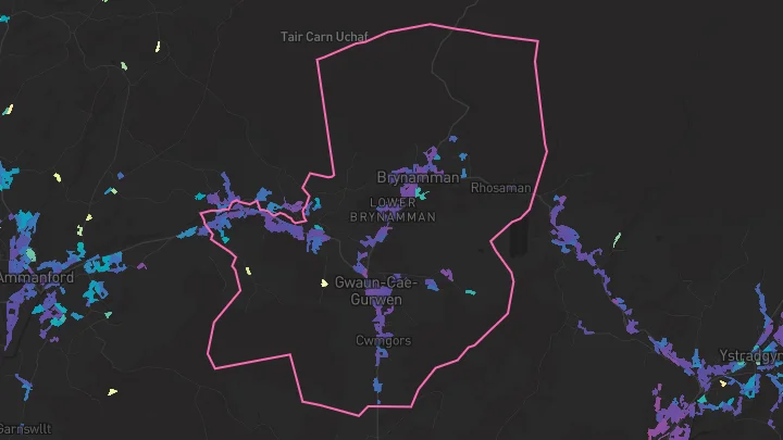House price heatmap showing property values across Upper Brynamman