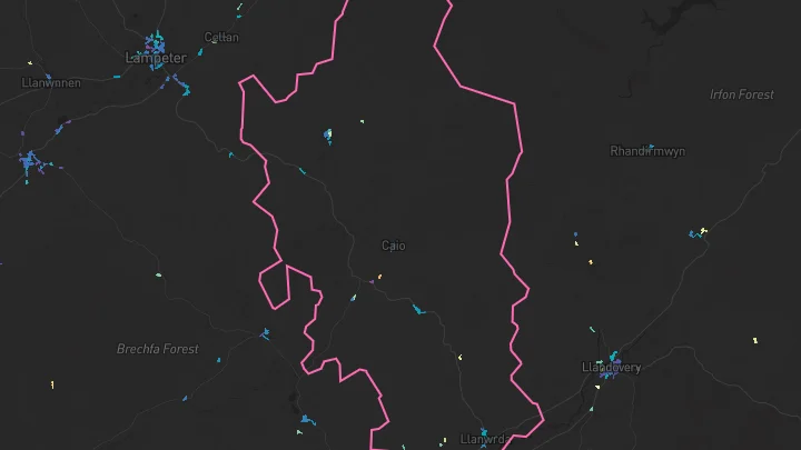 House price heatmap showing property values across Ffarmers