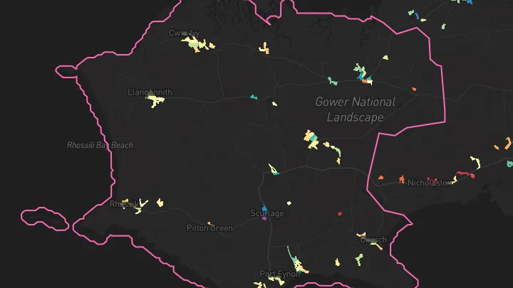 House price heatmap showing property values across Reynoldston
