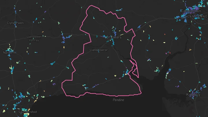 House price heatmap showing property values across St Clears