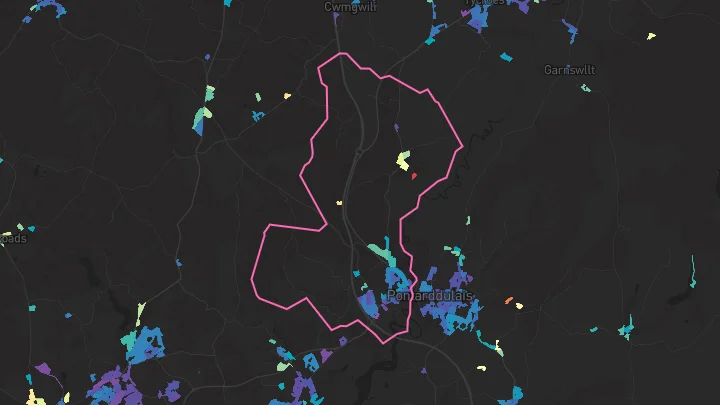 House price heatmap showing property values across Hendy