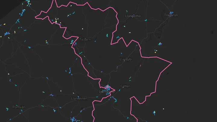 House price heatmap showing property values across Cwmann