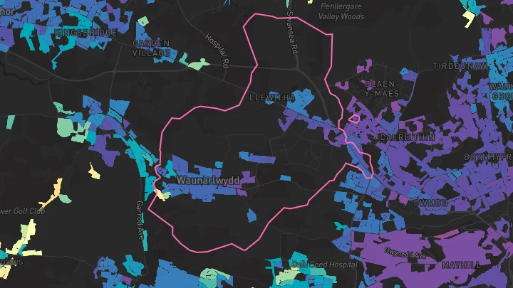 House price heatmap showing property values across Fforestfach
