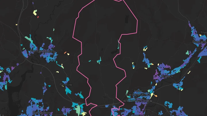 House price heatmap showing property values across Penlan