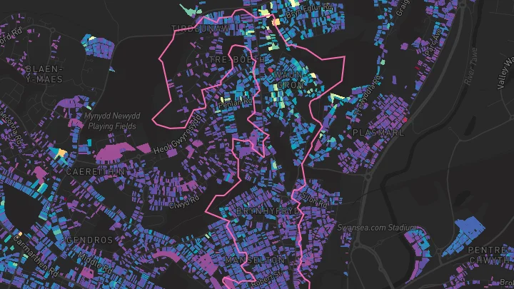 House price heatmap showing property values across Manselton
