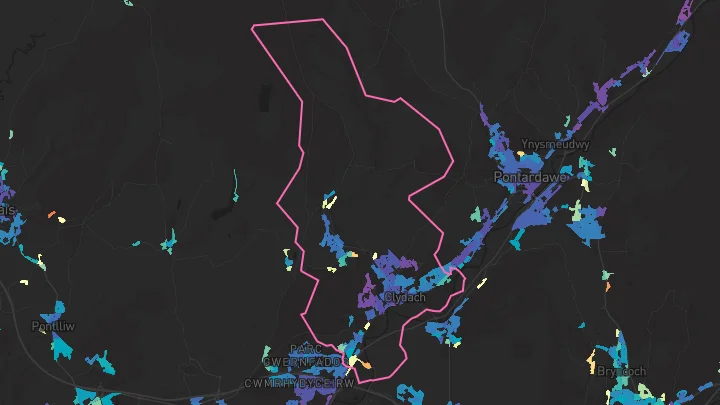House price heatmap showing property values across Clydach