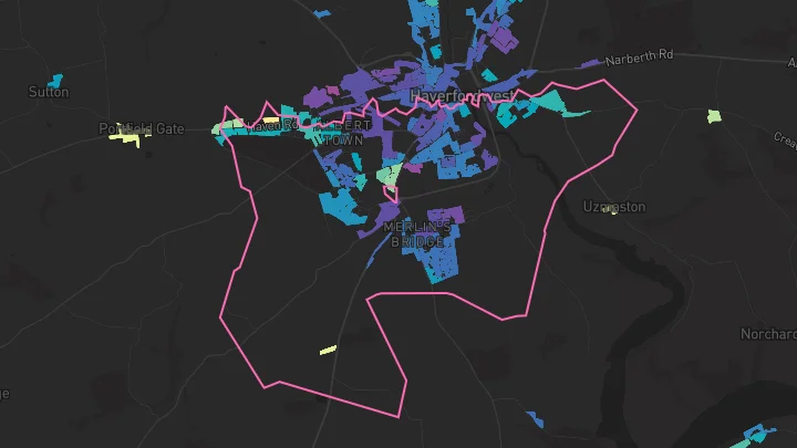 House price heatmap showing property values across Haverfordwest