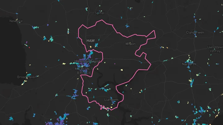 House price heatmap showing property values across Llangwm