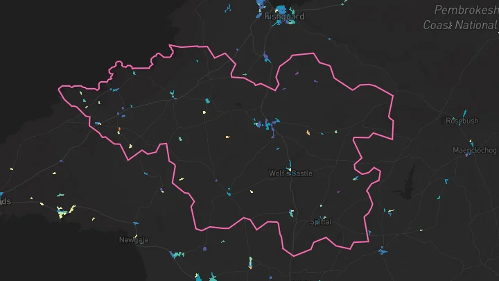 House price heatmap showing property values across Letterston