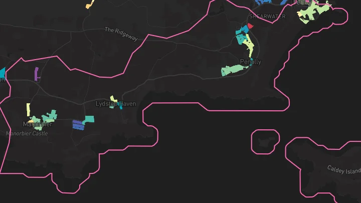 House price heatmap showing property values across Tenby