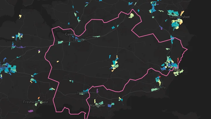 House price heatmap showing property values across Tenby