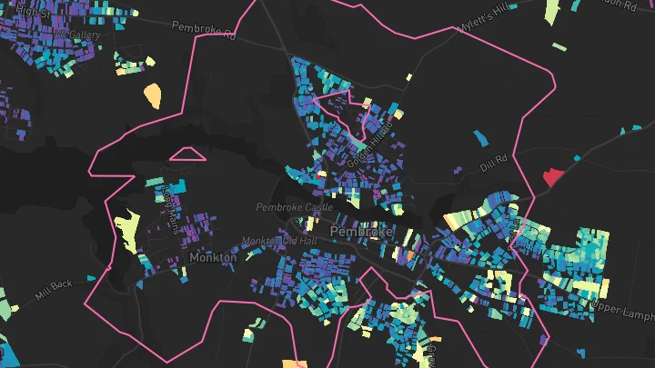 House price heatmap showing property values across Pembroke