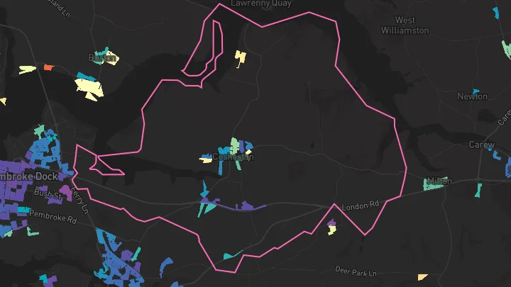 House price heatmap showing property values across Cosheston
