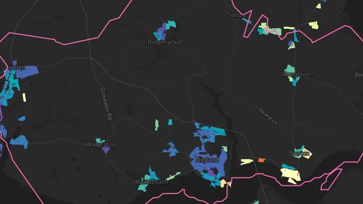 House price heatmap showing property values across Neyland