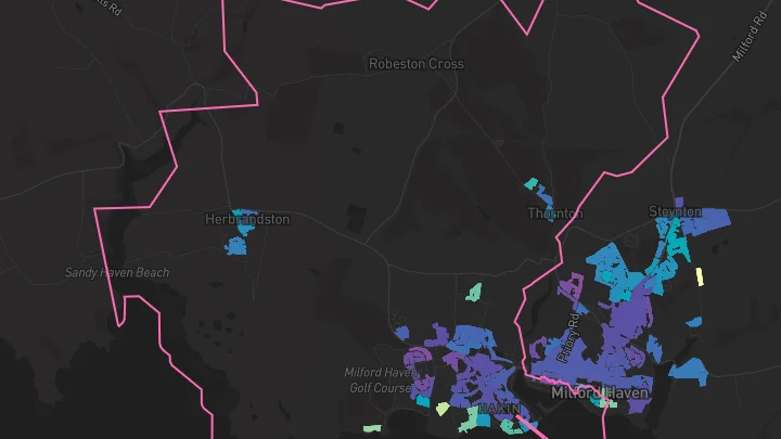 House price heatmap showing property values across Hakin