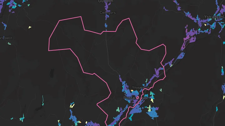 House price heatmap showing property values across Pontardawe