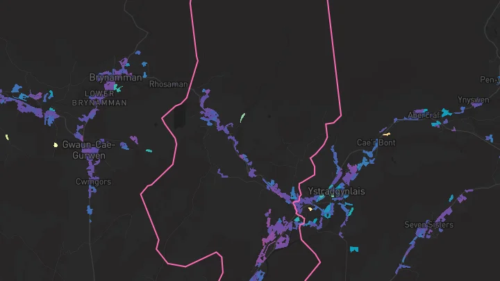 House price heatmap showing property values across Ystalyfera