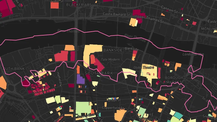 House price heatmap showing property values across London Bridge