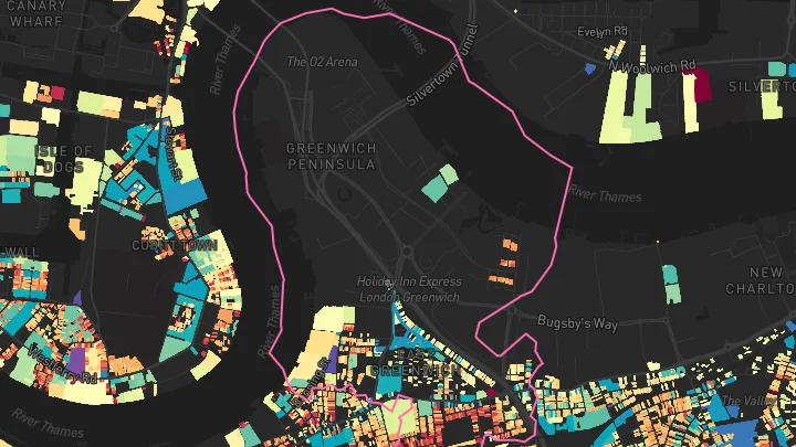 House price heatmap showing property values across Westcombe Park