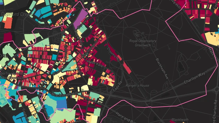 House price heatmap showing property values across Greenwich