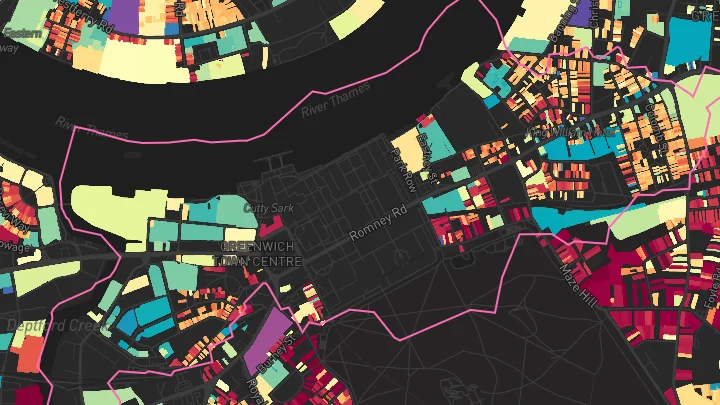House price heatmap showing property values across Maze Hill